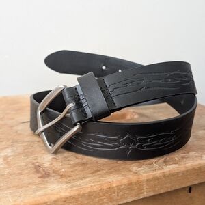 Black Embossed Design Men's Belt